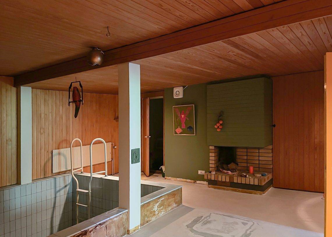 Renovierung in den 60er Jahren, Pool-Kaminraum vor der Renovierung. LedStore.fi