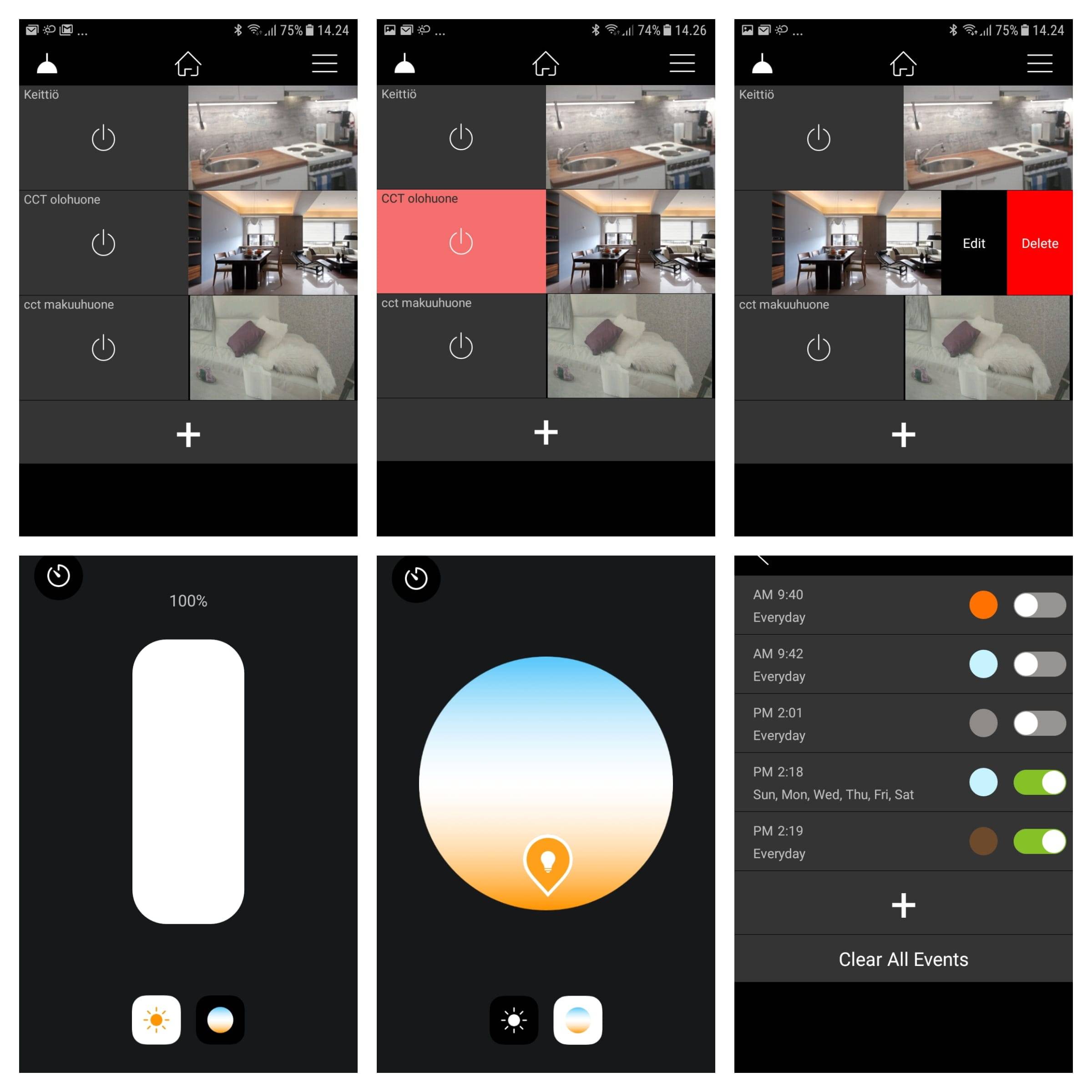 Kabellose Steuerung mit mobiler App, Ansichten in Easy Home