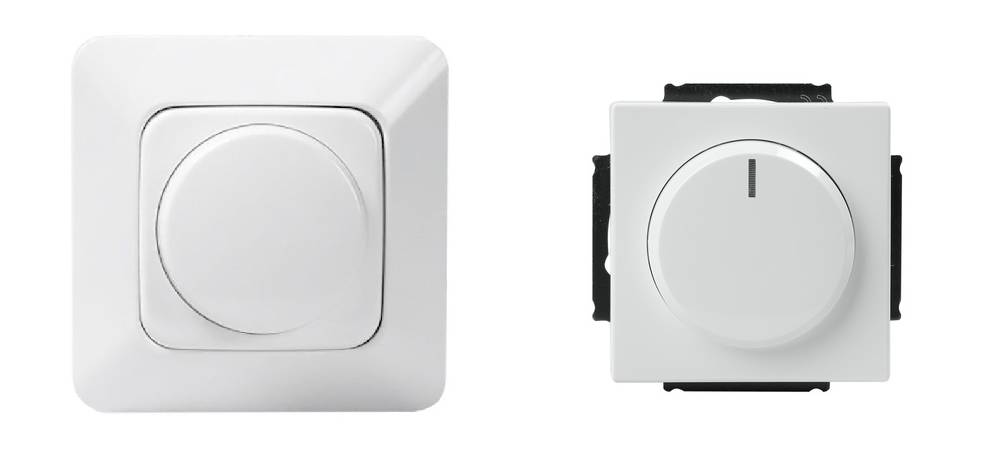 Elektronischer Dimmer gibt Spannung ab und LED leuchtet
