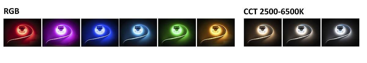 Led-Leuchtbänder in allen Farben und Schattierungen von weißem Licht.