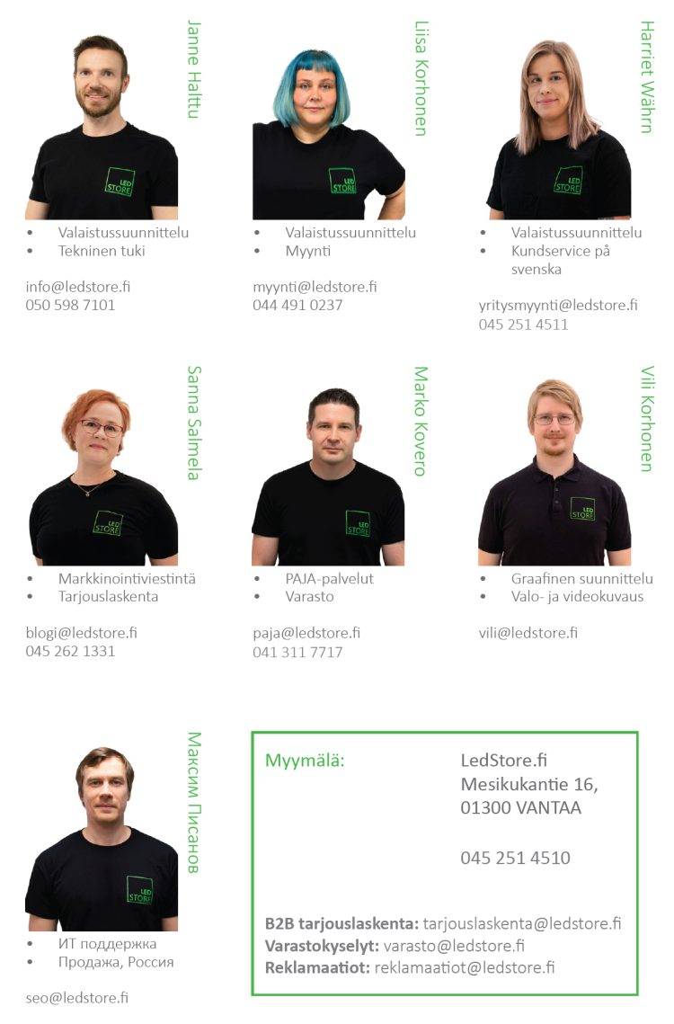 LedStore-Mitarbeiter und Kontaktinformationen.