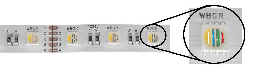 RGBW-Led-Schaltung in Nahaufnahme