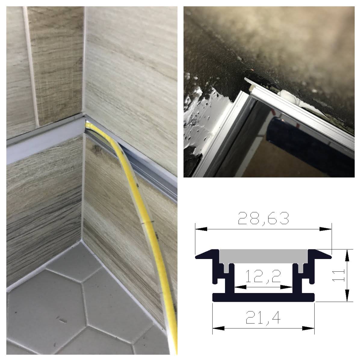 Die Beleuchtung im Badezimmer wurde mit LED-Streifen in der Fliesenfuge realisiert