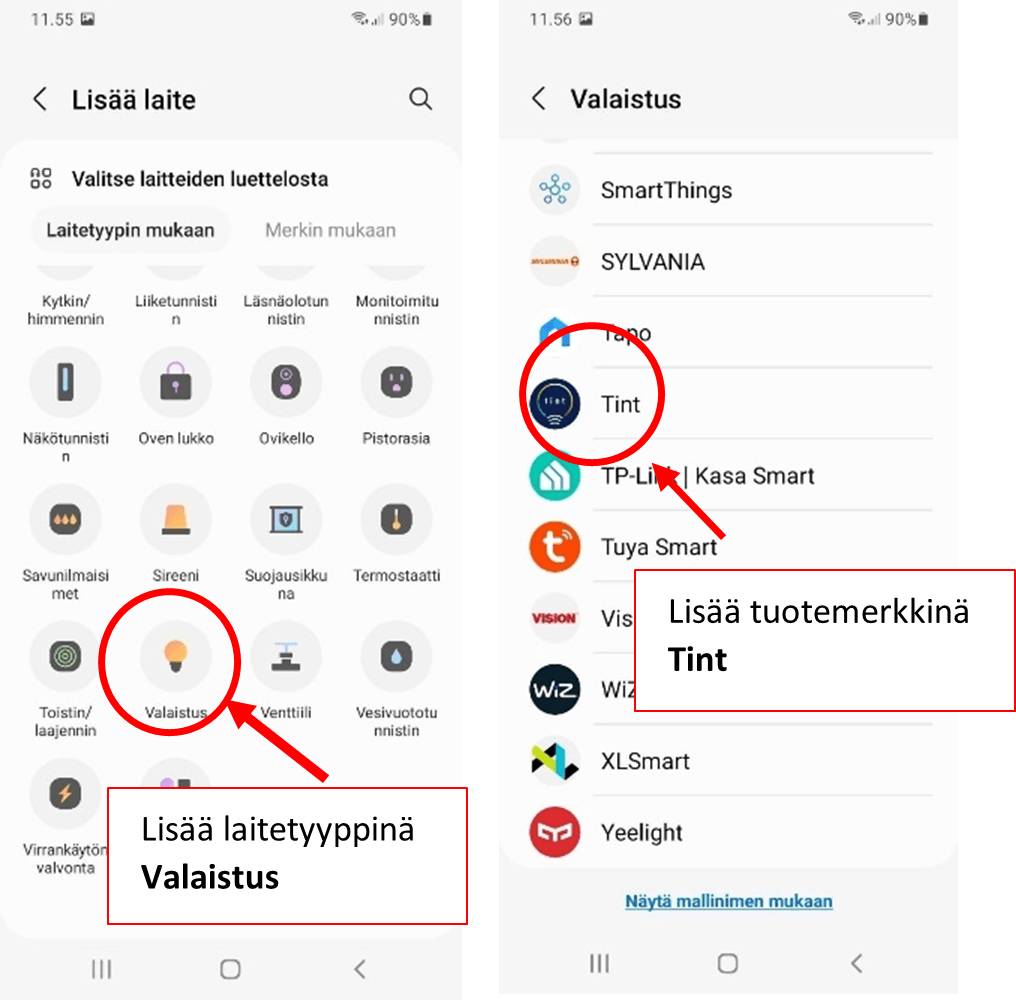 Alle Zigbee-Geräte sind mit der Gruppe Beleuchtung verbunden. Wählen Sie Tint als Produktbezeichnung.