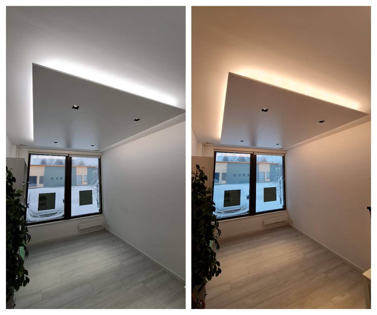 Gipsdeckenbeleuchtung fertig renoviert, CCT-Leuchten verändern die Atmosphäre des Raumes